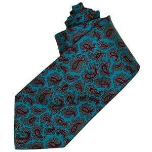 Glendarby Paisley Silk Tie Teal Burgundy Vintage Classic Necktie Colorful 80s